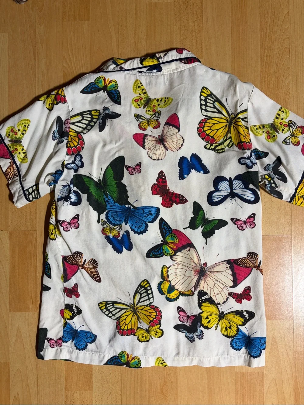 Katie Kime Mariposa Butterfly Top White & Rainbow Large Cotton Whimsical Garden